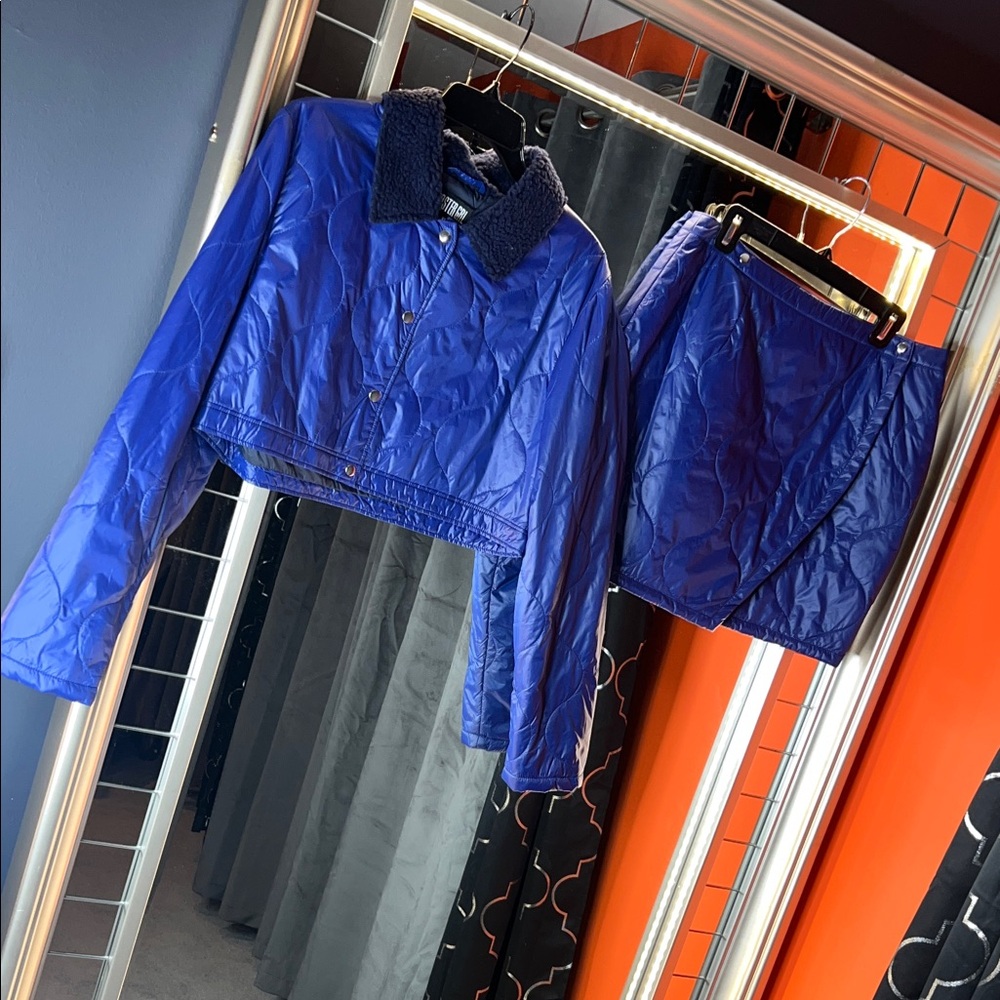 Poster Grl Royal Blue Quilted Micro-Mini Skirt & Cropped Jacket Set 💙